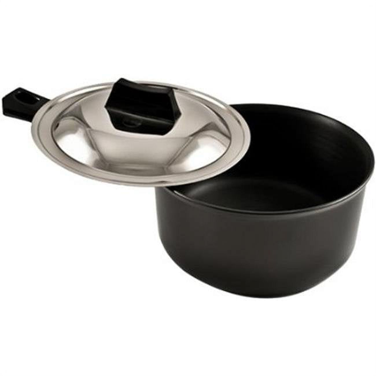 Black Non-Stick Aluminum Curry Pan with Stainless Steel Lid, 3.25 Liters