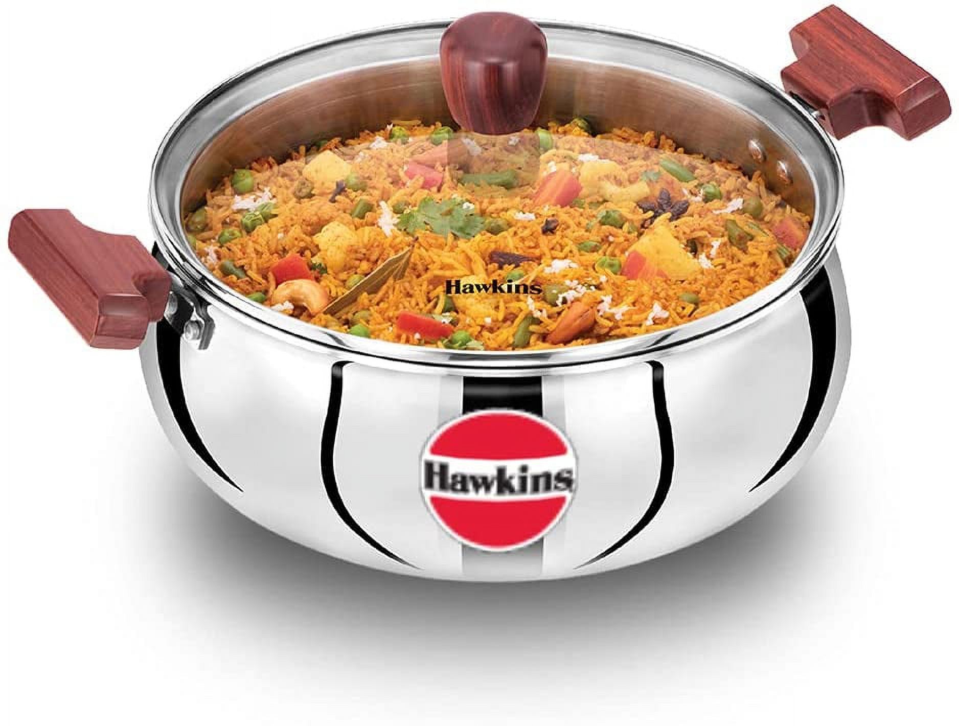 Hawkins Tri-Ply Stainless Steel Deep-Fry Pan with Glass Lid Silver (SSD15G) - 1.5 L