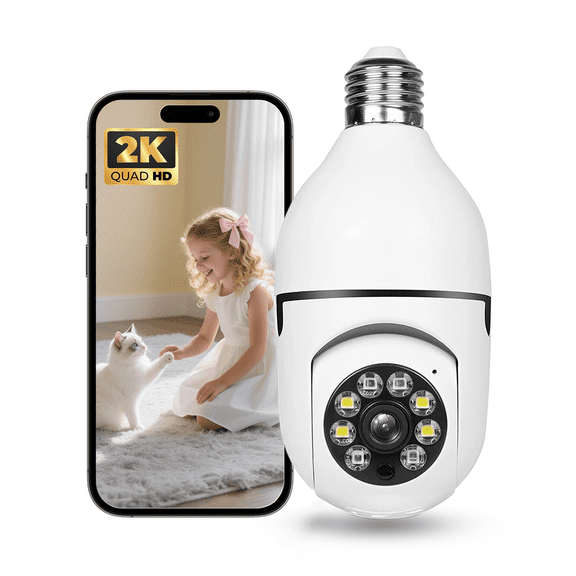 Hawkray 2K 3MP Light Bulb Security Camera, 5G & 2.4GHz Dual Band WiFi Outdoor Wireless Camera with Color Night Vision, Motion Detection & Two-Way Audio