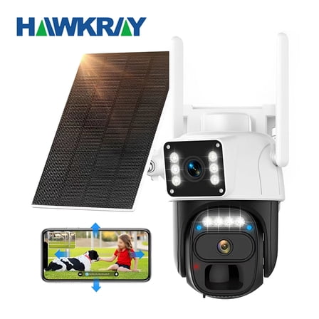 Hawkray Security Camera with Spotlight - 360 View Wireless Outdoor Camera, 5G/2.4G WIFI,IP66 Waterproof PIR Detection, Rechargeable Battery Powered Surveillance Camera Color Night Vision,8000mAh