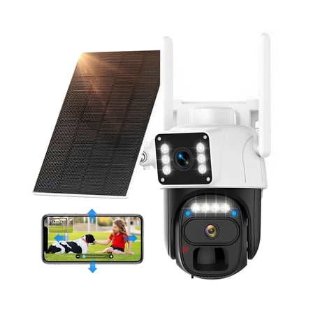 Hawkray Security Camera with Spotlight - 360 View Wireless Outdoor Camera, IP66 Waterproof PIR Detection, Rechargeable Battery Powered Home Surveillance Camera with Color Night Vision 2-Way Audio