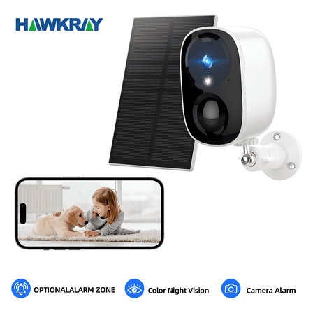Hawkray 2K Wireless Outdoor Security Camera with Spotlight, Waterproof, PIR Detection, 5G/2.4Ghz Wi-Fi, Rechargeable Battery Powered Home Surveillance Camera with Color Night Vision, 2-Way Audio