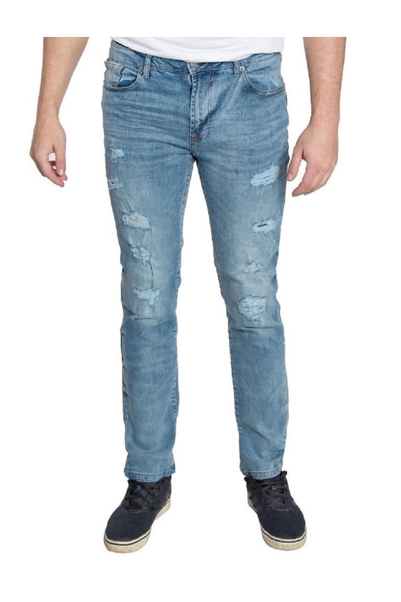 Hawks Bay Men'S Slim Tapper Rip & Repair Jean Light Blue 28