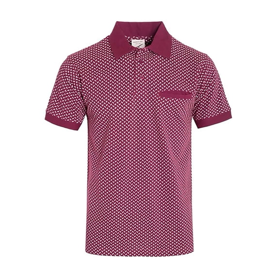 Hawks Bay Men's Printed Polo Pique Shirt Burgundy 2XL