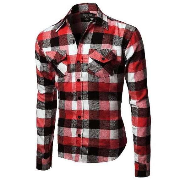 Hawks Bay Mens Long Sleeve Plaid Flannel Shirt Button Up Tartan Buffalo #18 Large
