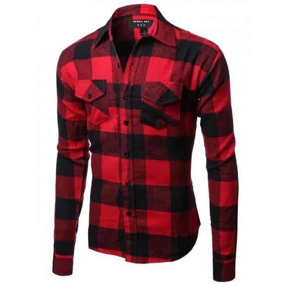 Hawks Bay Mens Long Sleeve Plaid Flannel Shirt Button Up Tartan Buffalo #3 Large