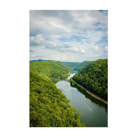 Hawks Nest View, New River Gorge 01 - Ansted West Virginia Photography Unframed Wall Art Print 16 x 24 inches