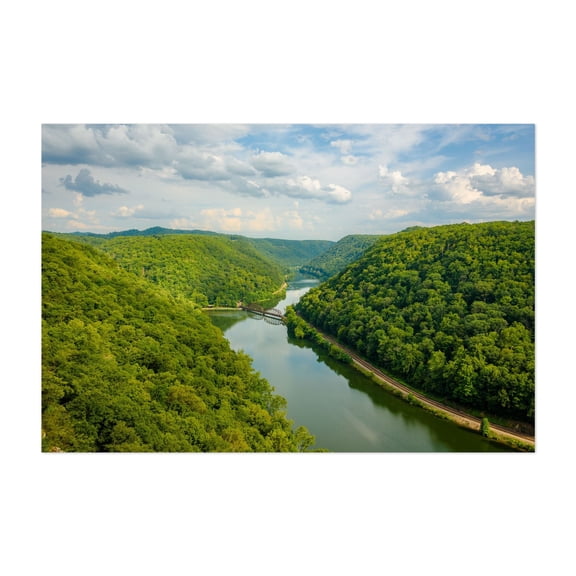 Hawks Nest View, New River Gorge 02 - Ansted West Virginia Photography Nature Landscape Forest Scenic Bridge Rural Unframed Wall Art Print 4 x 6 inches