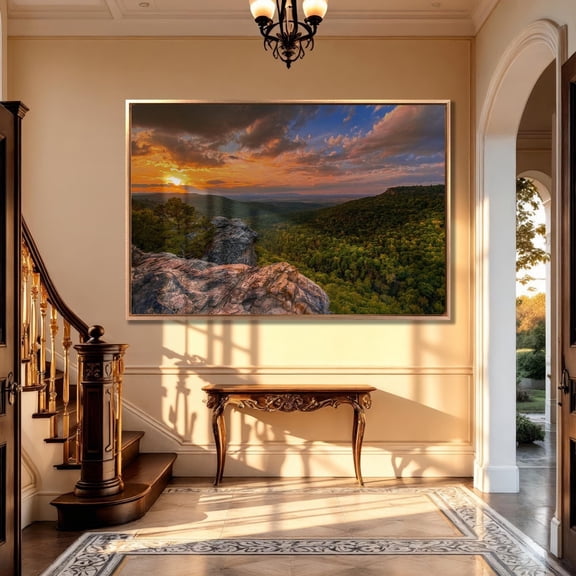 Hawksbill Crag Sunset Print Ozark Mountain Landscape Wall Art Poster Decor For Living Room Bedroom Unframed Paper Print