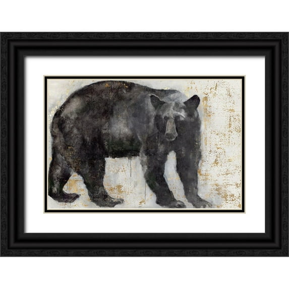 Hawksley, Beverley 14x11 Black Ornate Wood Framed with Double Matting Museum Art Print Titled - Bear Crossing II