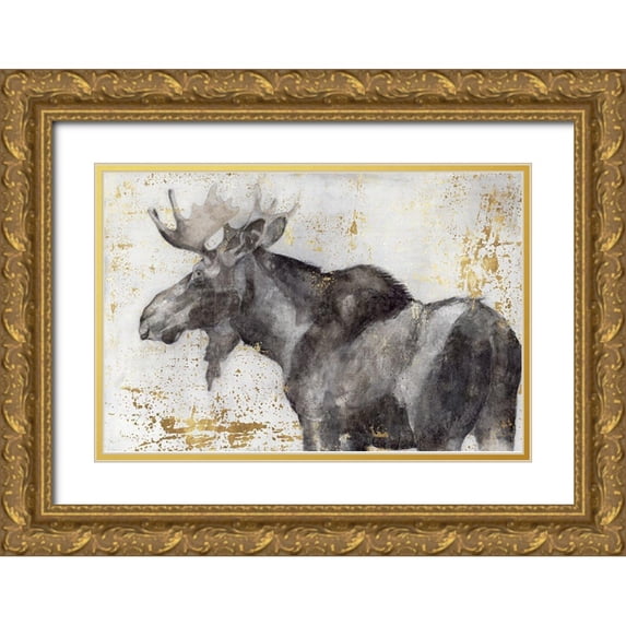 Hawksley, Beverley 32x23 Gold Ornate Wood Framed with Double Matting Museum Art Print Titled - Alces Trail II