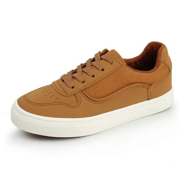 Hawkwell Kids' Boys Girls Lightweight Fashion Sneakers Low Top Casual School Walking Shoes,Brown,11 M US