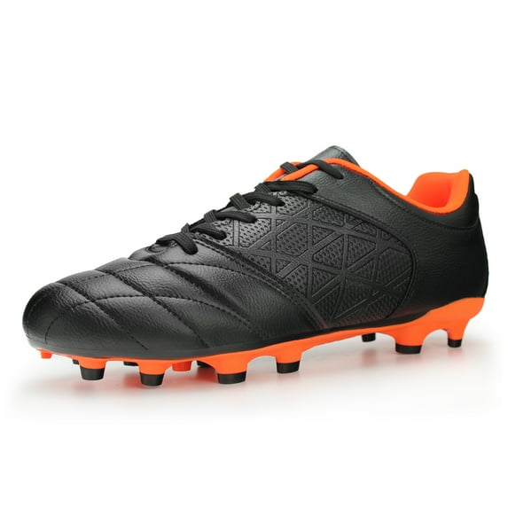 Hawkwell Men's Outdoor Professional Firm Ground Soccer Shoes,Black orange,US 6