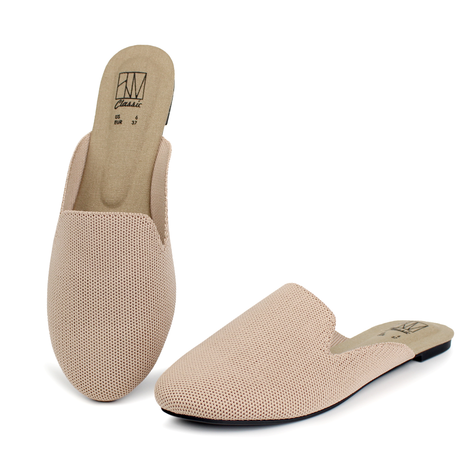 Hawkwell Women s Backless Slip on Slides Loafer Mesh Walking Shoes Flats Comfortable Round Toe Knit Mules Walmart