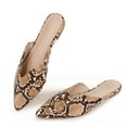 thumbnail image 1 of Hawkwell Women's Backless Slip on Slides Loafer Shoes Flats Comfortable Pointed Toe Mules，Gold Snake PU 7 M US, 1 of 5