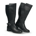 thumbnail image 1 of Hawkwell Women's Extra Wide Calf Pull On Side Zipper Knee High Boots,US 8,Black, 1 of 7