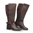 thumbnail image 1 of Hawkwell Women's Extra Wide Calf Pull On Side Zipper Knee High Boots,US 9.5,Brown, 1 of 7