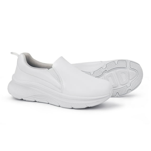 Hawkwell Women's Slip On Arch Support Lightweight Slip Resistant Comfortable Nurse Shoes,White,7 M US