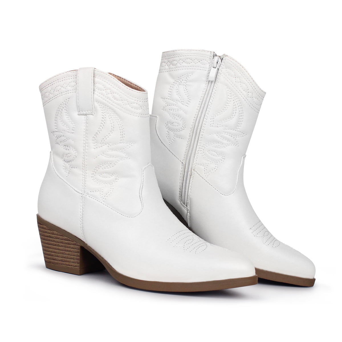 Pointed Toe White Western Ankle Boots Womens Qupid Pointed Toe