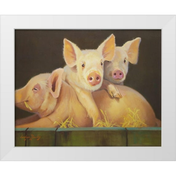 Hawley, Carolyne 14x12 White Modern Wood Framed Museum Art Print Titled - Life as a Pig III