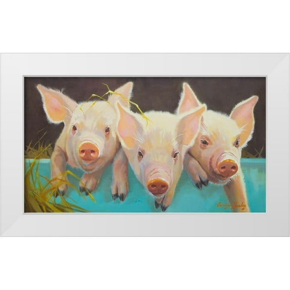 Hawley, Carolyne 32x20 White Modern Wood Framed Museum Art Print Titled - Life as a Pig I
