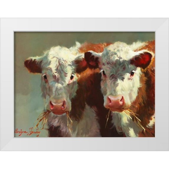 Hawley, Carolyne 32x25 White Modern Wood Framed Museum Art Print Titled - Cow Belles