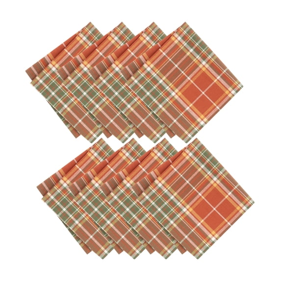 Elrene Home Fashions Hawley Plaid Harvest Napkins, Set of 8, Multicolor, 17" x 17"