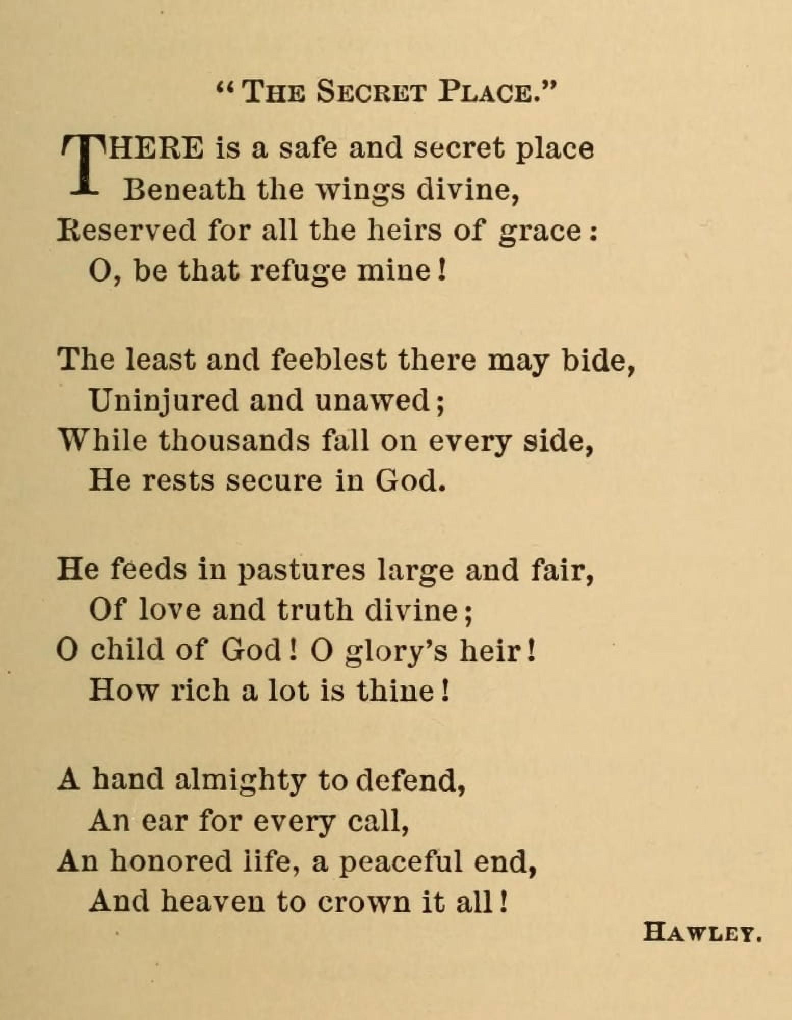 Hawley Rock of Ages Poetry 1870 The Secret Place Canvas Art - (24 x 36)