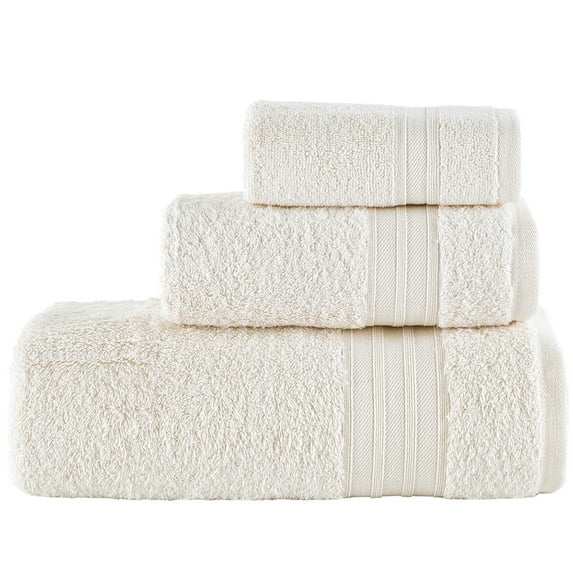 Hawmam Linen Bath Towel Set 3 Pieces Beige Soft Fluffy, Absorbent and Quick Dry