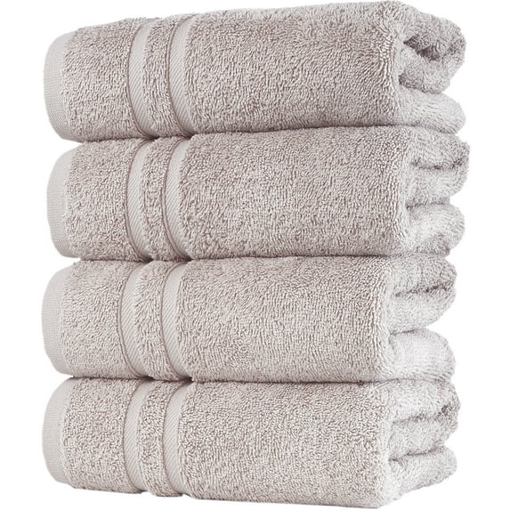 Hawmam Linen Bathroom Towels - 4-Pack Quick Dry Hand Towels, 16' x 29', Soft Luxury 100% Turkish Cotton, Silver, Highly Absorbent, Low Lint, Eco Friendly, Hotel Quality for Spa, Gym, College Dorm