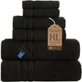 thumbnail image 1 of Hawmam Linen Black Bathroom Accessories Set - 6 Piece Bathroom Set: 2 Bath Towels, 2 Hand Towels, 2 Washcloths, 100% Turkish Cotton, Quickdry, High Absorbent, Dorm Room Essentials Spa Quality 600 GSM, 1 of 7