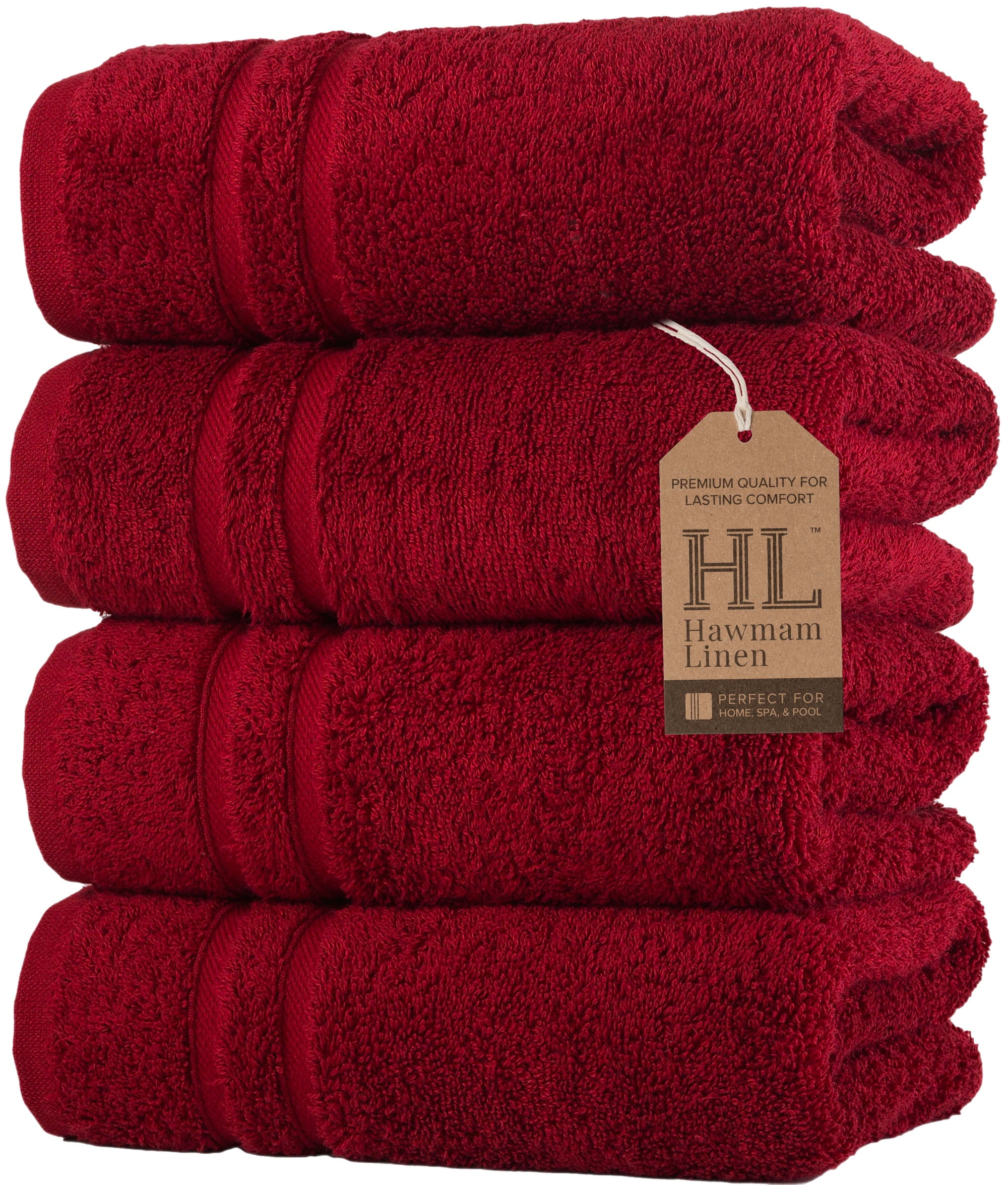 Hawmam Linen Luxury Cotton Hand Towels Set of 4 Thick Quick Dry Soft Bathroom Towels Burgundy Walmart