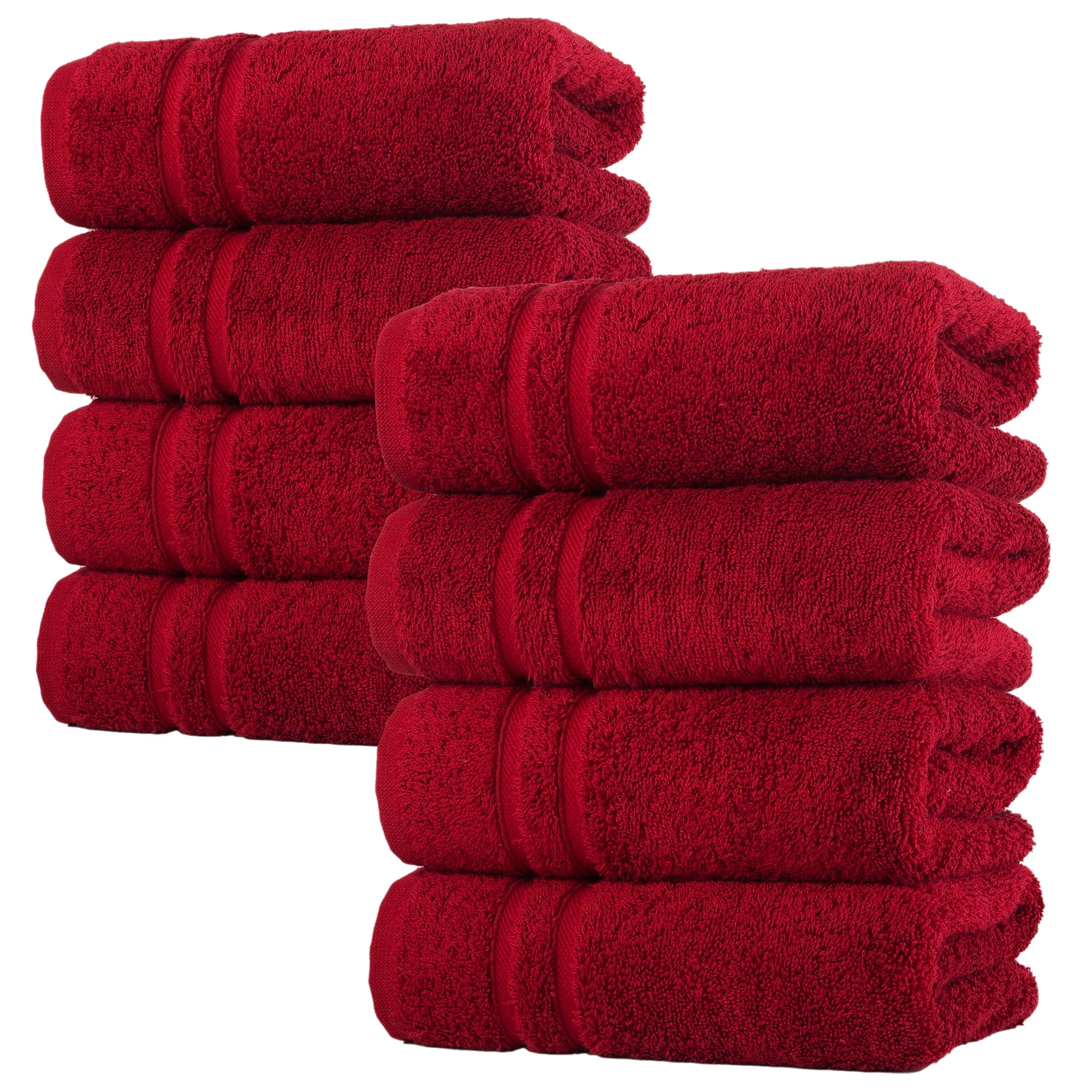 Hawmam Linen Burgundy Hand Towels Set of 8 Luxury Cotton Hand Towels for Bathroom Soft Quick