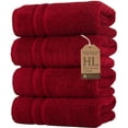 thumbnail image 1 of Hawmam Linen Burgundy Red Hand Towel Set - Quick Dry Bathroom Towels - 4-Pack, 16' x 29', Soft Luxury 100% Turkish Cotton, Hotel Quality, Highly Absorbent, Eco Friendly, Low Lint, 600 GSM, 1 of 7