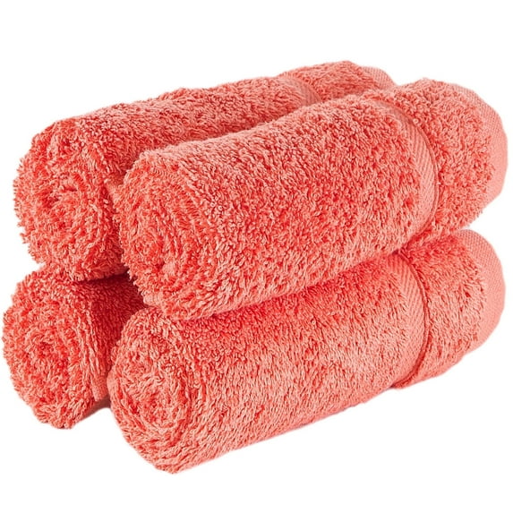Hawmam Linen Coral Wash Cloths for Your Face And Body – Pack of 4 Luxury Turkish Cotton Face Cloths for Washing Face