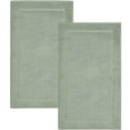 thumbnail image 1 of Hawmam Linen Green Bath Mats, 21 x 34 inches, Pack of 2 - 100% Ring Spun Cotton, Banded Design, Highly Absorbent, Machine Washable for Bathroom Floor, 1 of 3