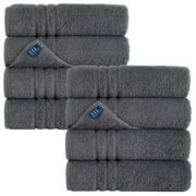 Hawmam Linen Grey Bath Towels 8-Pack - 100% Turkish Cotton, 27' x 54', Soft, Plush, Quickdry, High Absorbent, Low Lint - Towels for Bathroom, College Dorm Essentials, Spa, Gym, Airbnb - 8 Piece Set