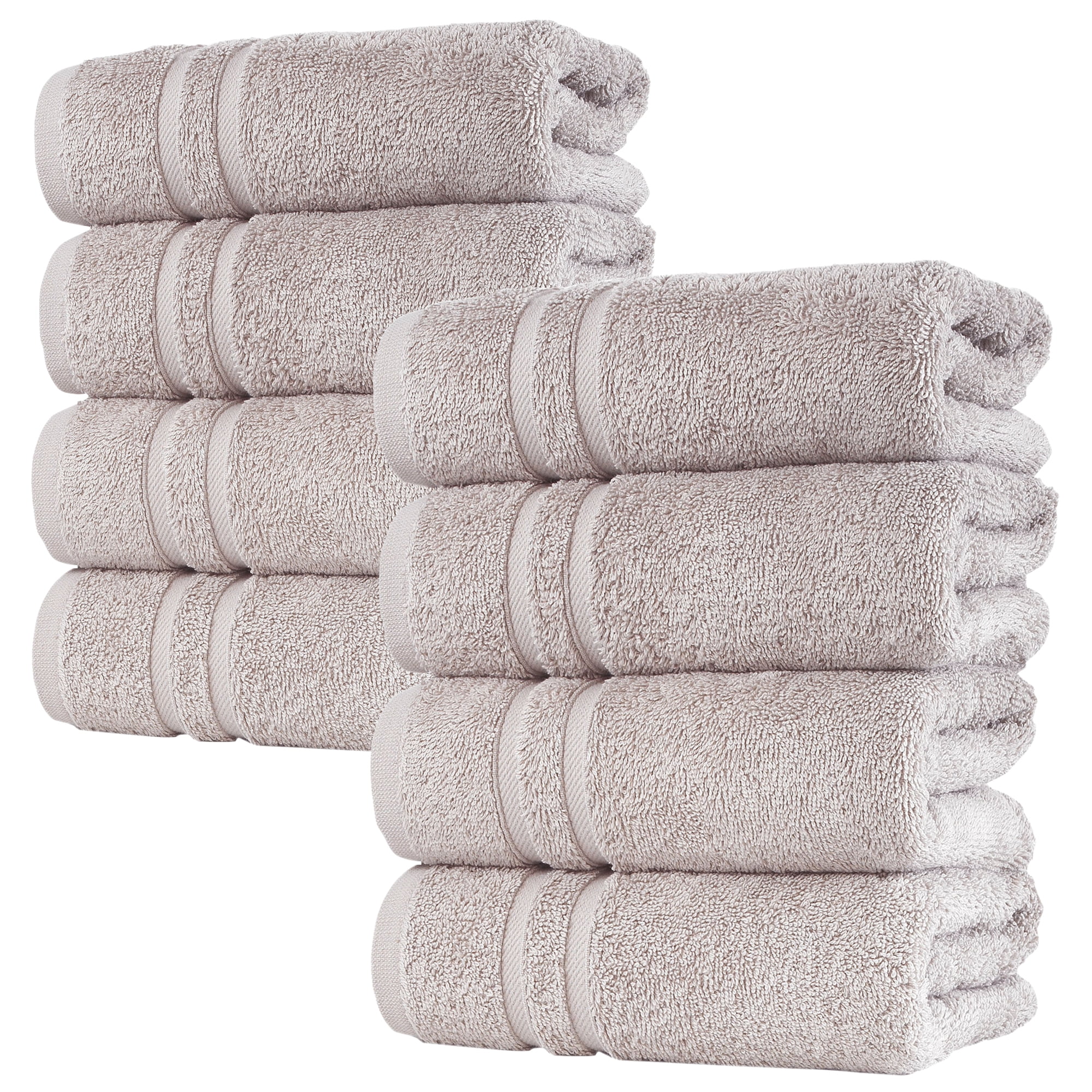 Hawmam Linen Silver Hand Towels 8 Pack Quick Dry Bathroom Towels 16 x 29 Soft Luxury 100 Turkish Cotton Highly Absorbent Low Lint Eco Friendly Hotel Quality for Spa Gym College Dorm
