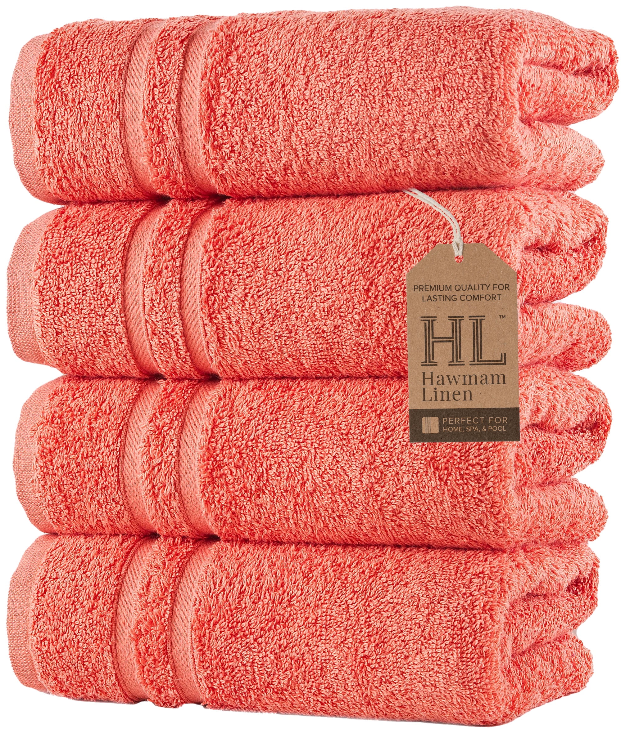 Hawmam Linen Turkish Bath Hand Towels Set of 4 Orange Luxury Cotton Soft Quick Dry Walmart