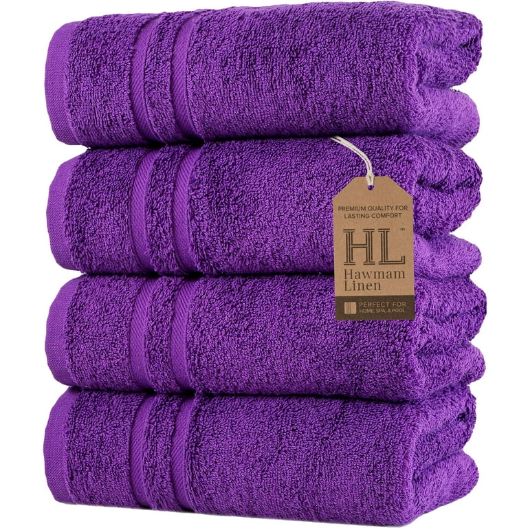 Hawmam Linen Set of 4 Luxury Turkish Cotton Hand Towels Quick Dry Soft Absorbent Bath Towels in Purple Walmart