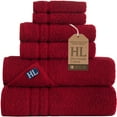thumbnail image 1 of Hawmam Linen Red Burgundy Bathroom Set - 6-Piece 100% Turkish Cotton - 2 Bath Towels, 2 Hand Towels, 2 Washcloths - Soft, Plush, Quickdry, High Absorbent - Bathroom Accessories, Dorm Room Essentials, 1 of 7