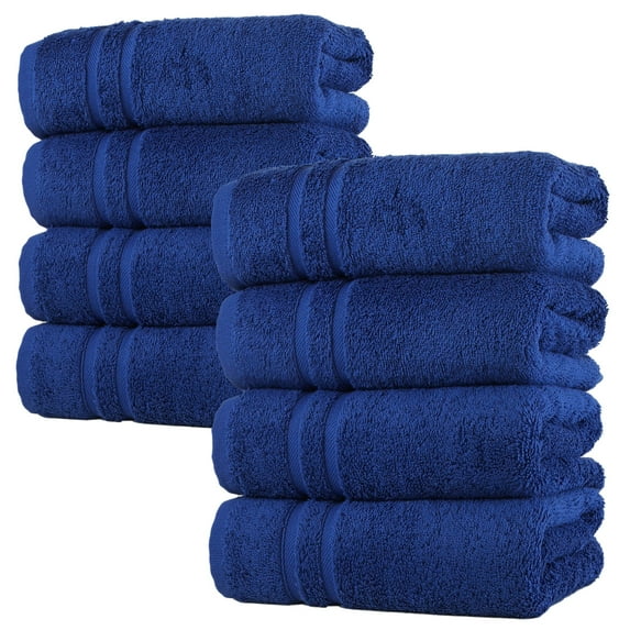 Hawmam Linen Royal Blue Hand Towels Set of 8 - 16' x 29', 100% Turkish Cotton, 600 GSM, Quick Dry Bathroom Towels, Soft and Highly Absorbent, Eco-Friendly Luxury Towels for Face, Hair, Gym, Spa