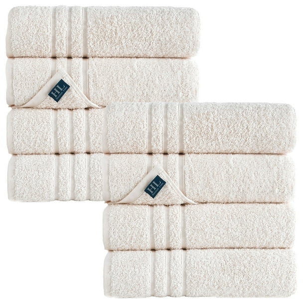 Hawmam Linen Sea Salt Bath Towel Set 100 Turkish Cotton Quick Dry Plush Soft Absorbent Towel Set 8 Pack 600 GSM Large Low Lint Luxury Hotel Quality 27 x 54 for