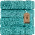 thumbnail image 1 of Hawmam Linen Teal Turquoise Face Wash Cloth Bathroom Set - 4-Pack Towel Set, 13' x 13', Soft & Absorbent, 600 GSM, Water Green, Hotel Quality, Ideal for Kitchen, Baby, Hand & Cleaning, 1 of 7