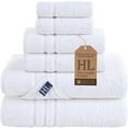 thumbnail image 1 of Hawmam Linen White 6 Piece Towel Set - Luxury 100% Turkish Cotton, Soft Plush & Absorbent Bath Towels Set of 6 Large - 2 Bath Towels, 2 Hand Towels, 2 Washcloths Bathroom Towel Set for Spa Hotel Dorm, 1 of 6