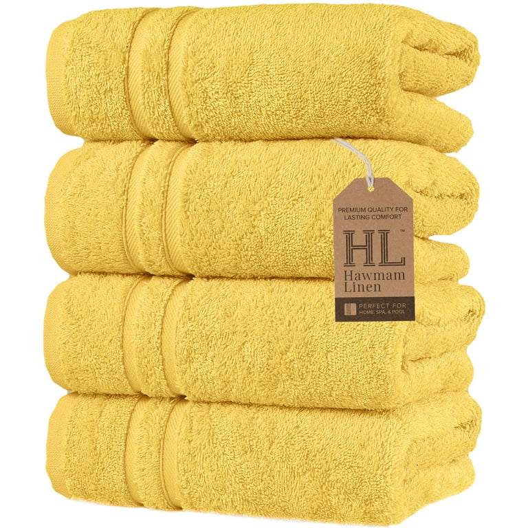 Hammam Linen Luxury Cotton Hand Towels Set of 4 Quick Dry Soft Yellow Bathroom Towels Walmart