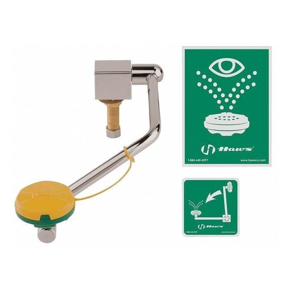 Haws Plumbed Eyewash, Counter Mount, Plumbed, 17 in H., 8 1/6 in W 7610