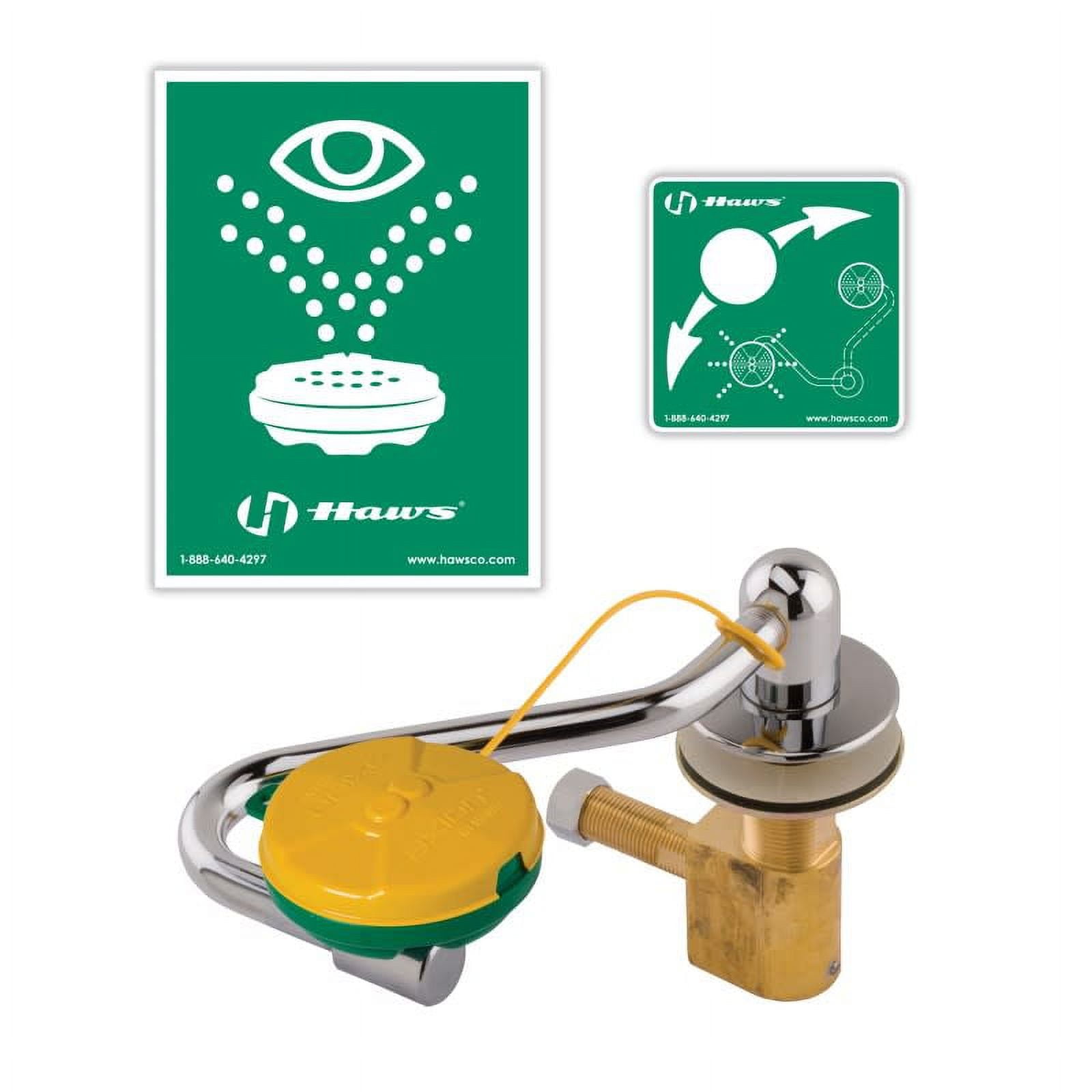 Haws Plumbed Eyewash, Counter Mount, Plumbed, 6 in H., 11 1/2 in W 7611