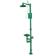Shower with Eyewash, Floor Mount, Plastic Pipe, 95 1/2 in H, Plastic Bowl, Green