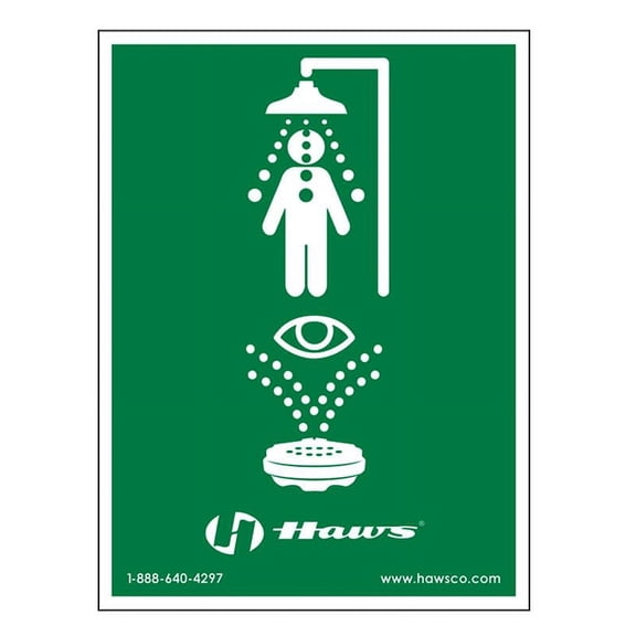 Haws Sp178lg Large Vertical Universal Combination Emergency Shower And Eyewash Sign. Size: